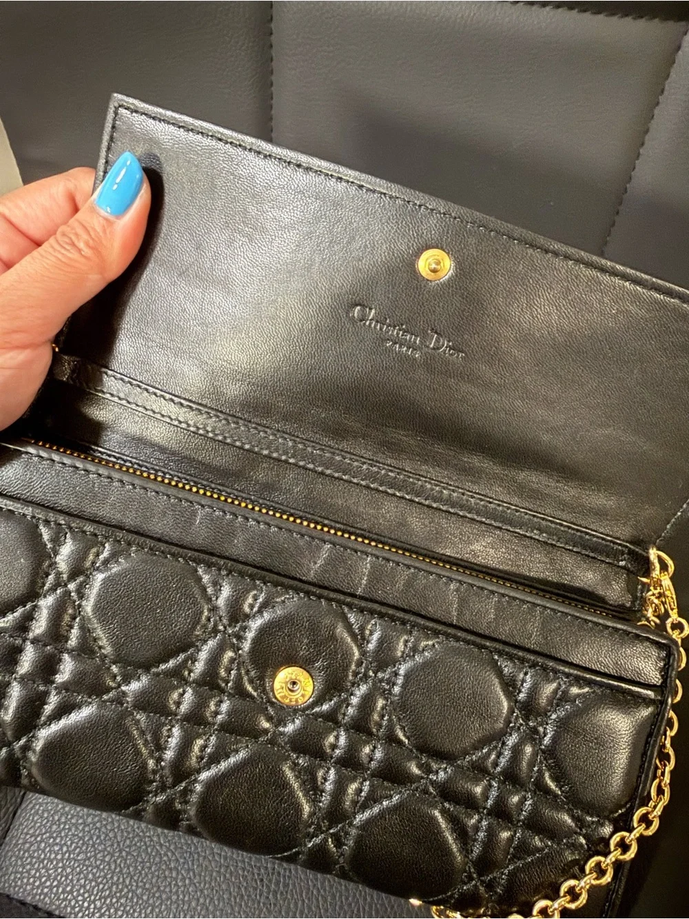 Christian Dior Black Quilted Chain-Handle Women’s Clutch